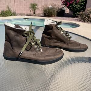 Mens Toms Highland Botas Brown Shearling Lined Ankle Boots Shoe Size 9.5